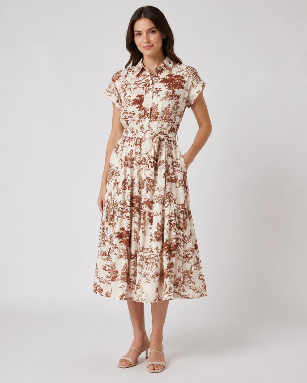 NWT Dress Day Patterned Linen Midi Dress Size Medium